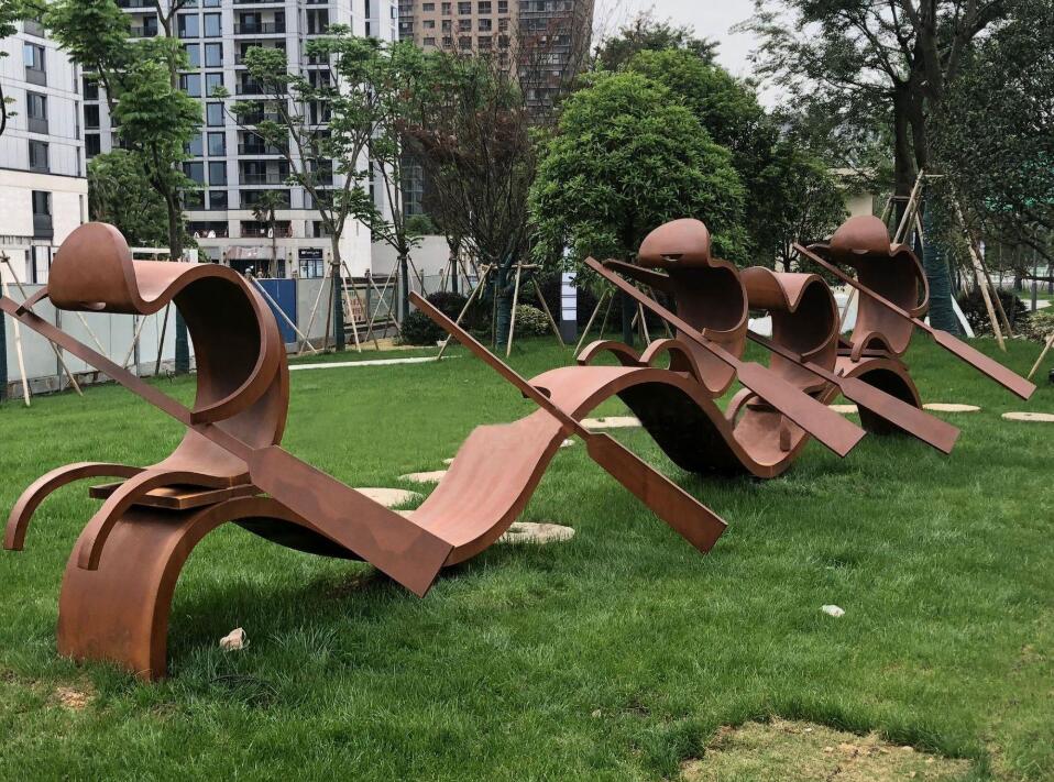 双塔锈钢板造型